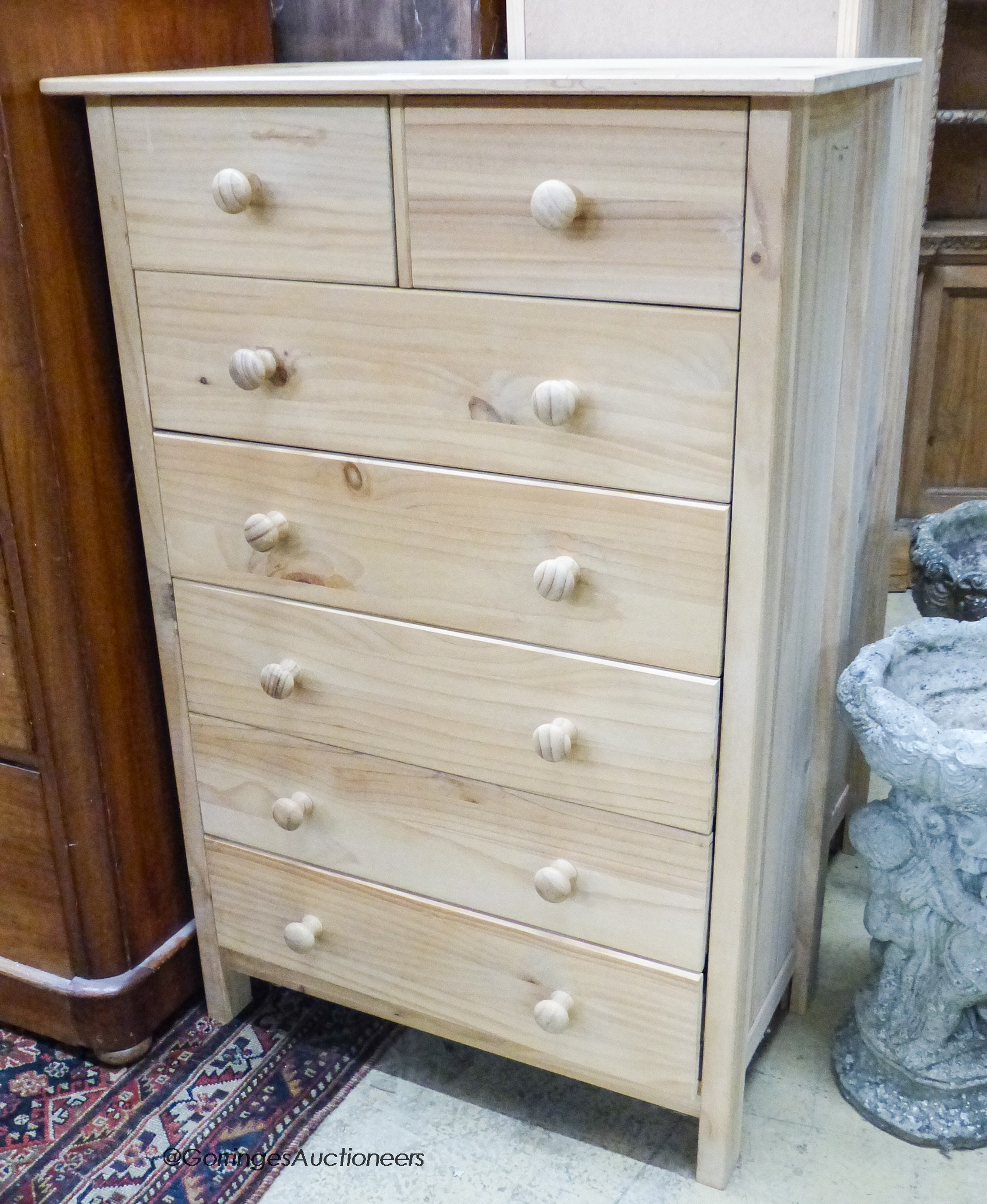 Two modern pine chests, larger width 72cm, depth 40cm, height 109cm